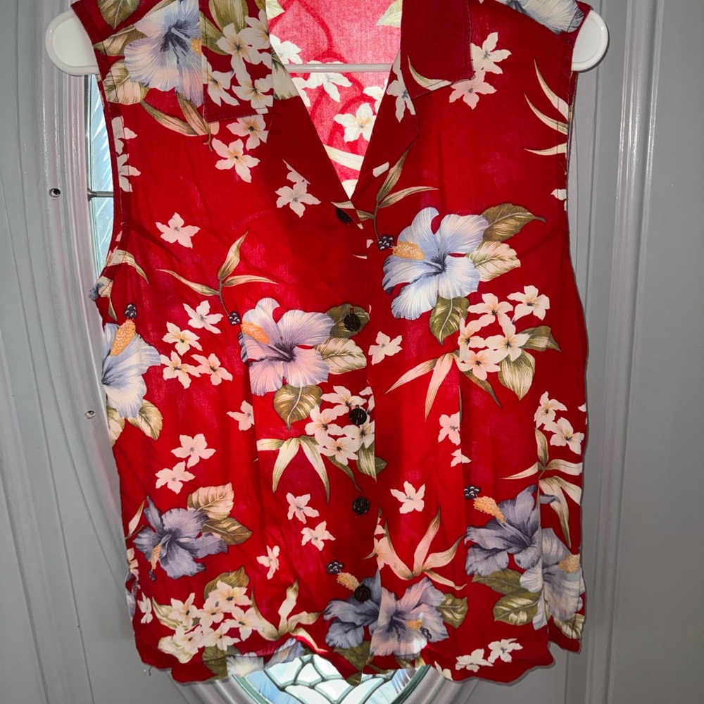 Vibrant Floral Red Tank Top
